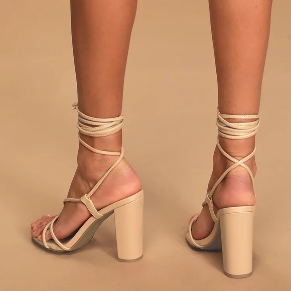 Lulus Marc Almond Lace-Up Heels, Size 6 - Picture 4 of 6